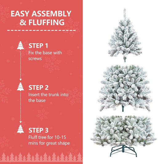 4ft flocked Christmas tree with pine cones and snowy PVC design by HouseOfZazla, easy assembly on Tampa Home & Garden Store