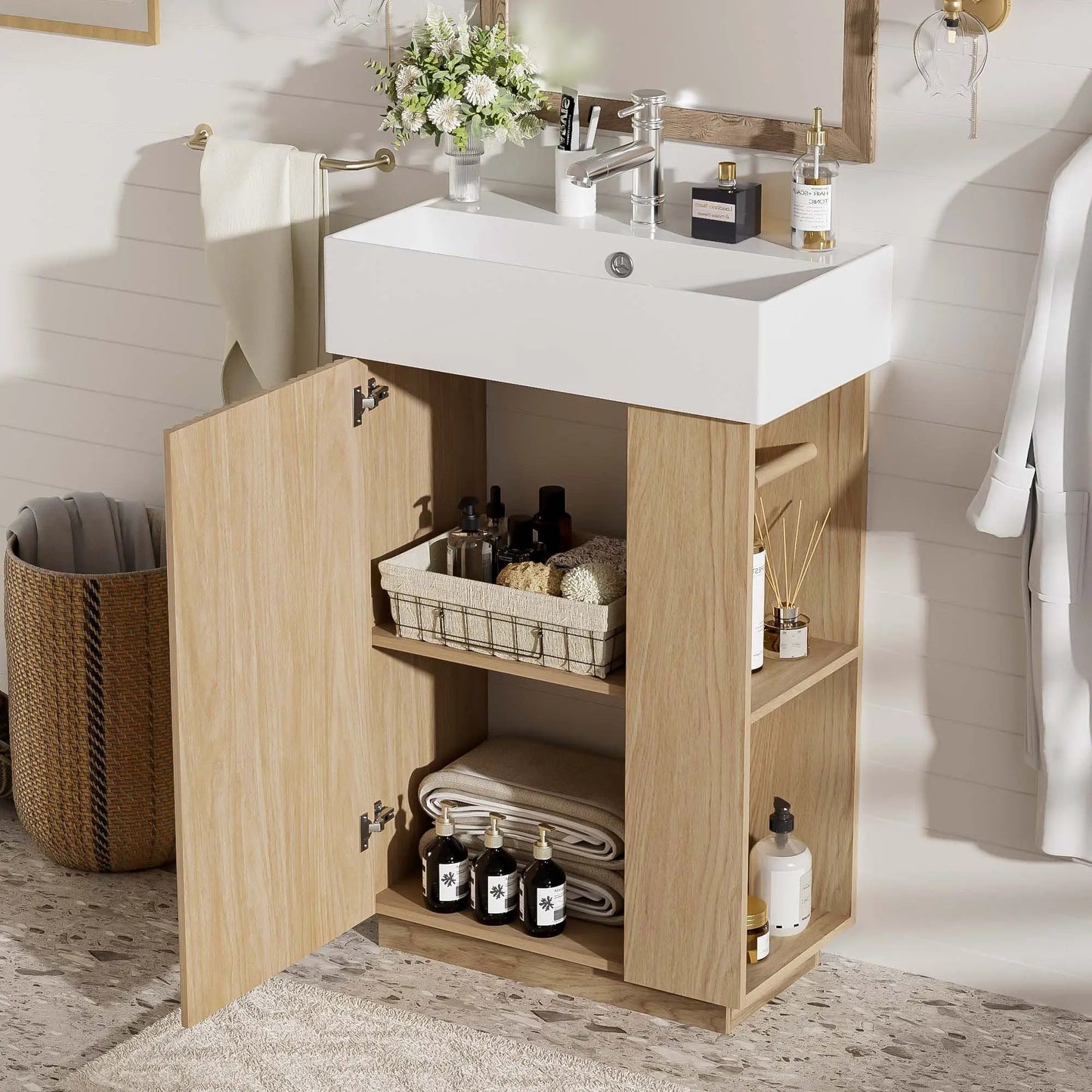 Bathroom Vanity With Sink, Freestanding Cabinet