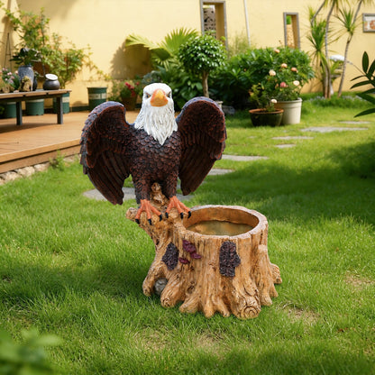 Majestic Eagle garden planter statue with spread brown wings and white head HouseOfZazla on Tampa Home & Garden Store