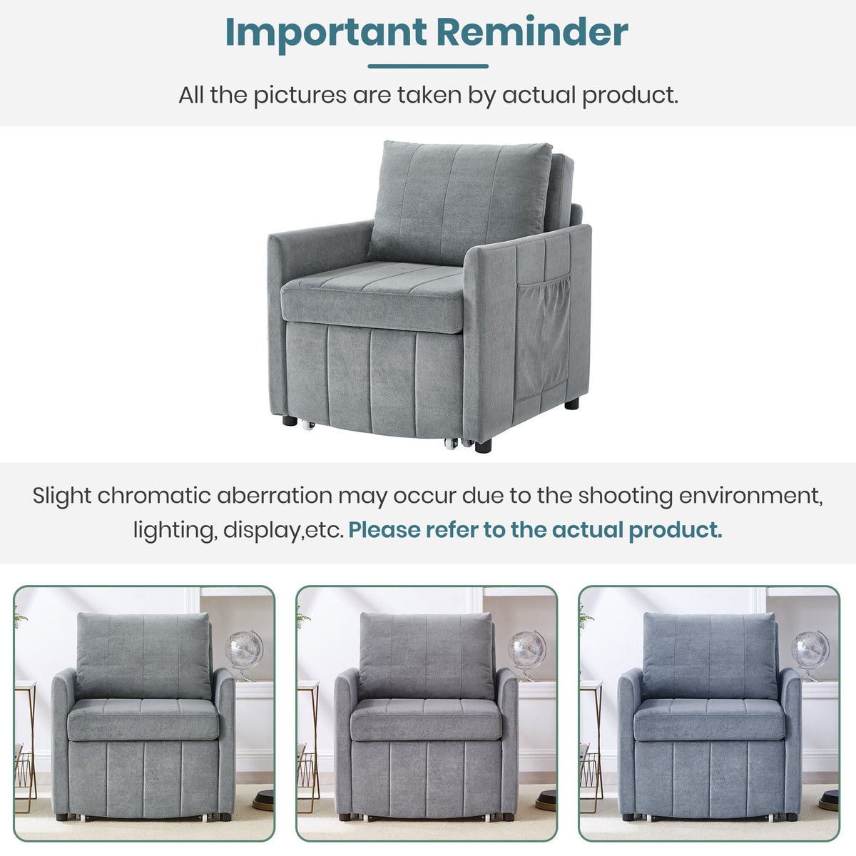 Convertible Sleeper Sofa and Storage Pockets