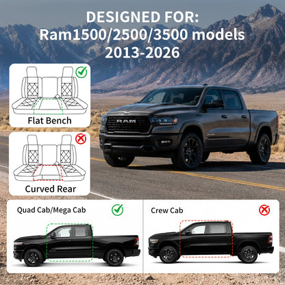 Umbrauto RAM seat covers, Nappa leather, black, full set for RAM 1500/2500/3500 Quad/Mega Cab on Tampa Home & Garden Store