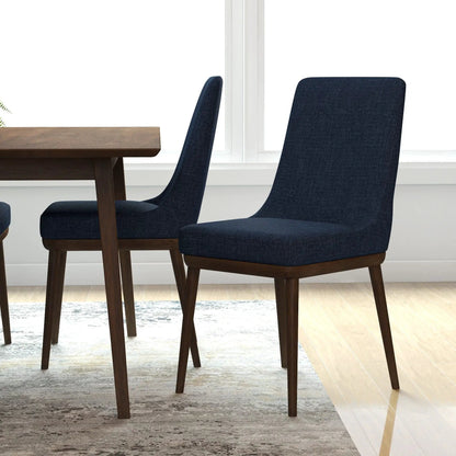 Kate mid-century modern dining chairs set 2 by Unique Piece Furniture navy fabric with wood legs on Tampa Home & Garden Store