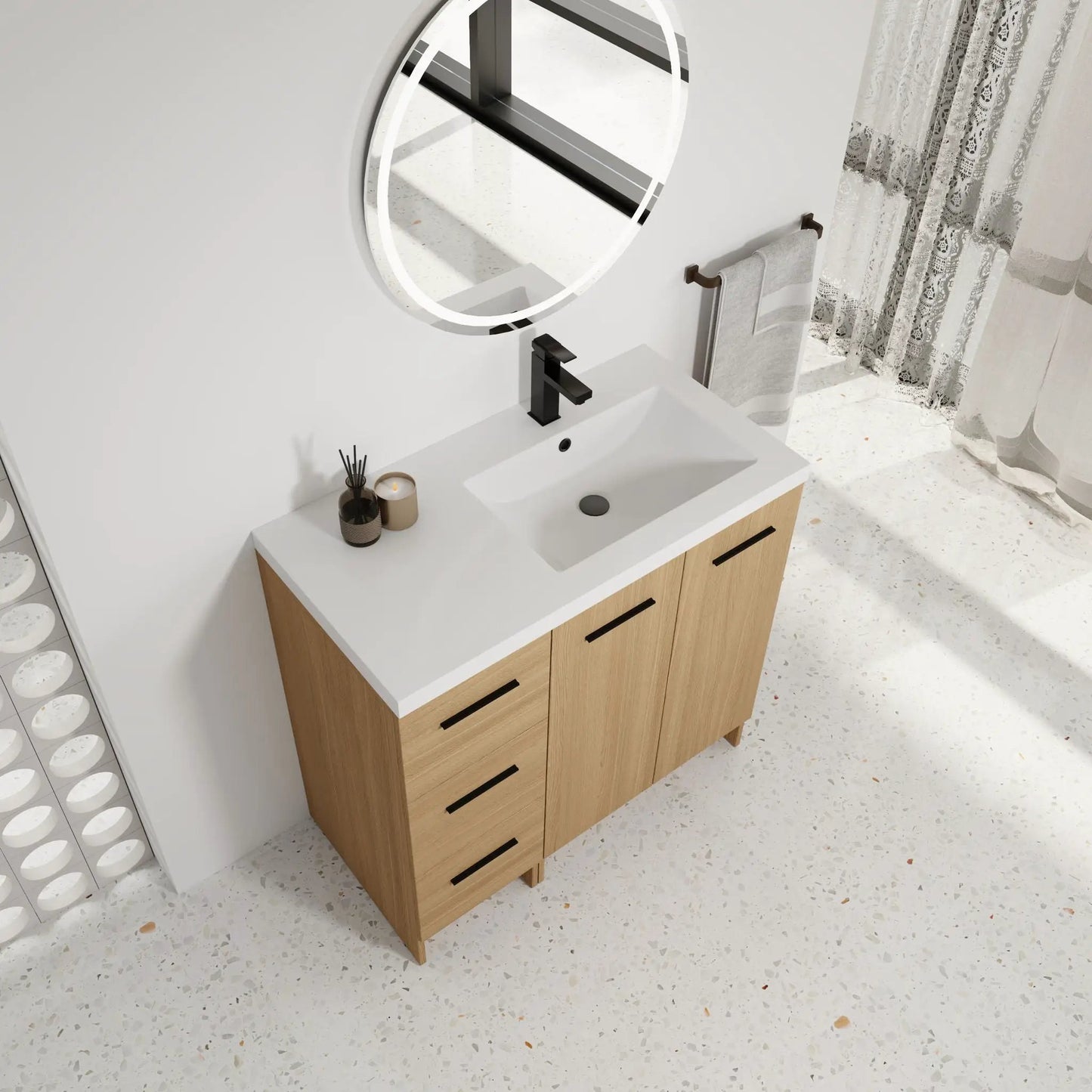 Wall Mounted Floating Vanity Sink and Drawers