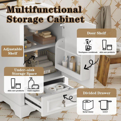 Bathroom Vanity With Sink, Soft Close Door, Shelf