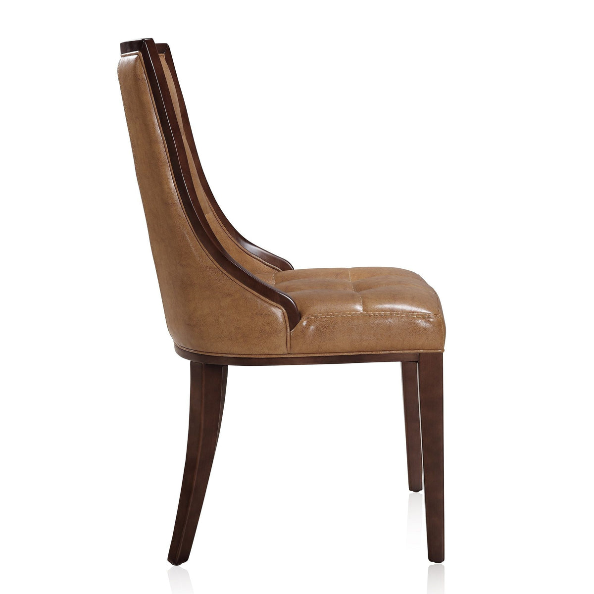 Fifth Avenue Dining Chair set of 2 brown leather upholstery with dark wood legs on Tampa Home & Garden Store