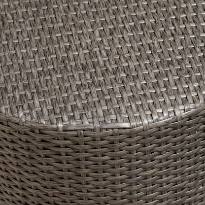 Keaton Barrel Side Table gray rattan weave close-up surface by HouseOfZazla on Tampa Home & Garden Store