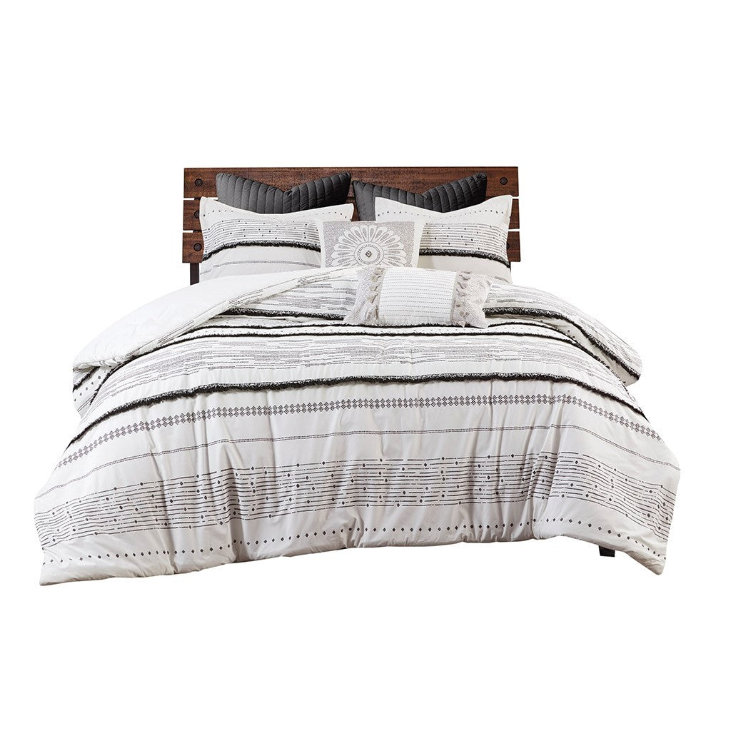 Cotton Printed Comforter Set with Black and White