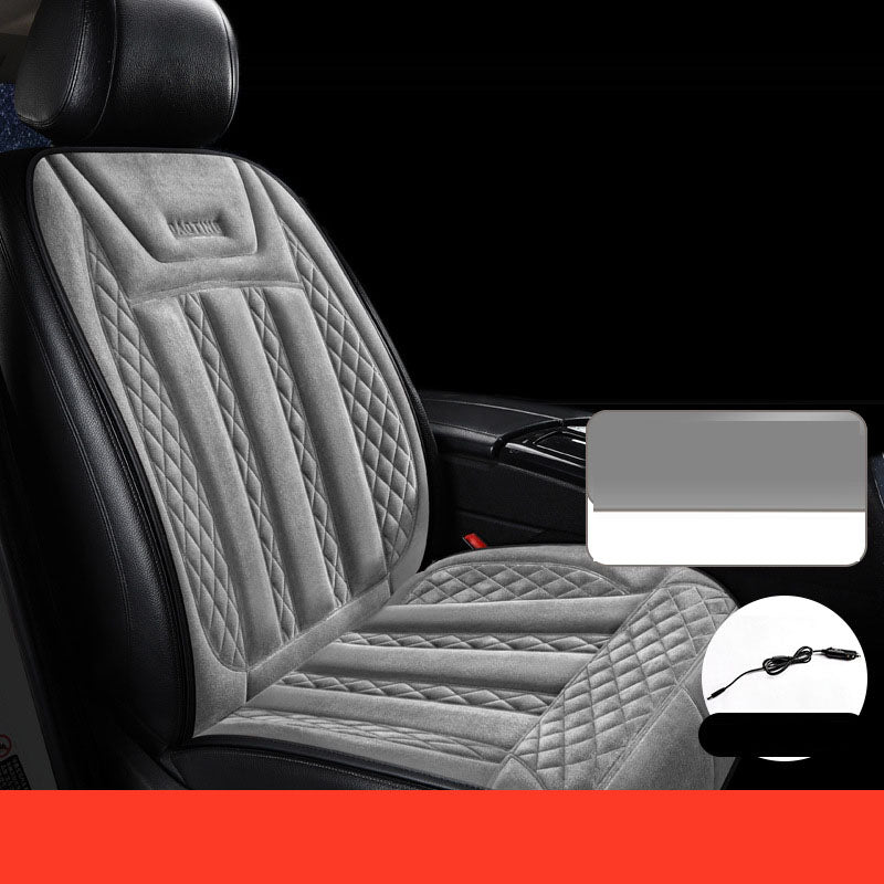 Car heated seat cushion with plush gray quilted cover, 12V/24V, VIP Digital Presence on Tampa Home & Garden Store