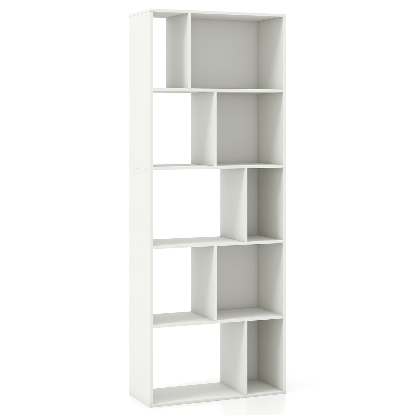 Estantería geométrica de 5 niveles y 10 cubos de 63 pulgadas, estantería alta - Blanca