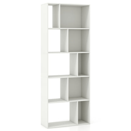 Estantería geométrica de 5 niveles y 10 cubos de 63 pulgadas, estantería alta - Blanca