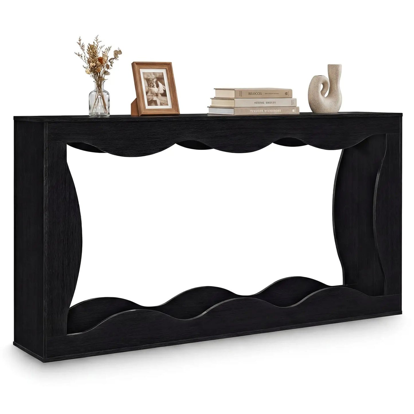 63-Inch Console Table with 2-Tier Storage Shelf