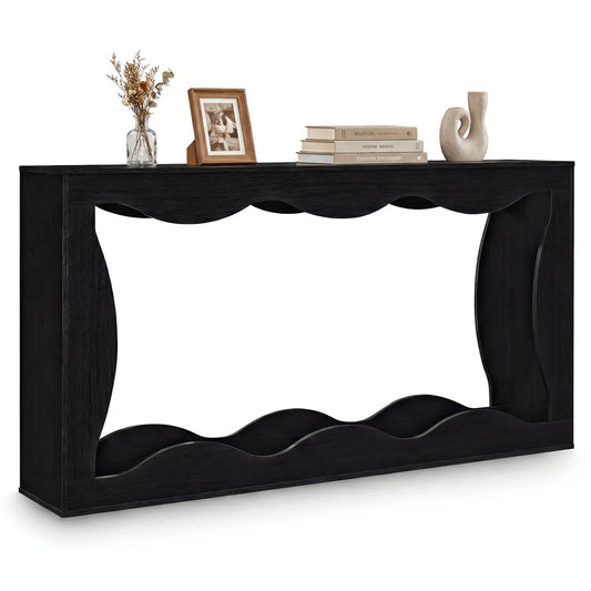 63-Inch Console Table with 2-Tier Storage Shelf