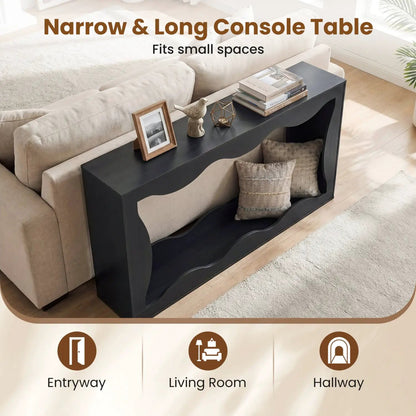 63-Inch Console Table with 2-Tier Storage Shelf