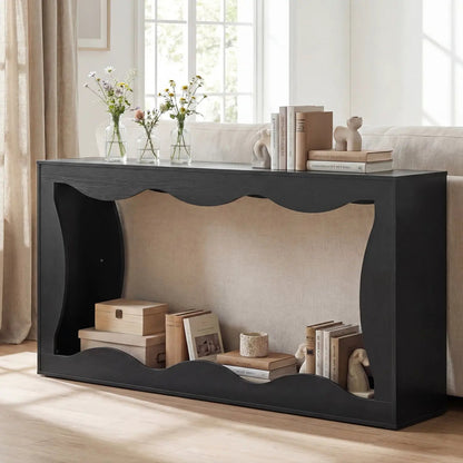 63-Inch Console Table with 2-Tier Storage Shelf