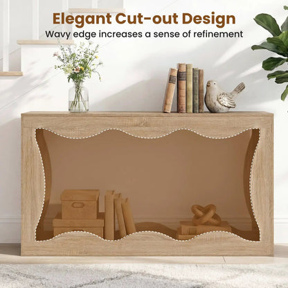 63-Inch Console Table with 2-Tier Storage Shelf