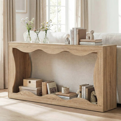 63-Inch Console Table with 2-Tier Storage Shelf