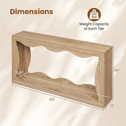 63-Inch Console Table with 2-Tier Storage Shelf