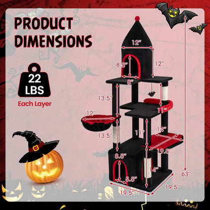 Gothic Cat Tree with Condo and Top Cave 20 Lbs