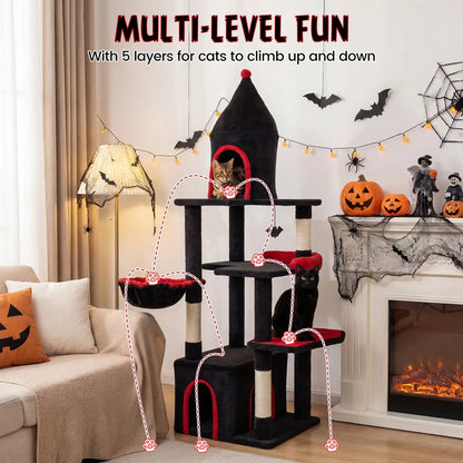 Gothic Cat Tree with Condo and Top Cave 20 Lbs