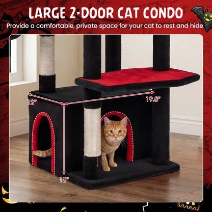Gothic Cat Tree with Condo and Top Cave 20 Lbs