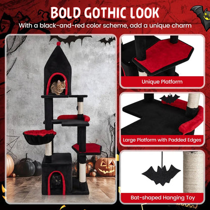 Gothic Cat Tree with Condo and Top Cave 20 Lbs