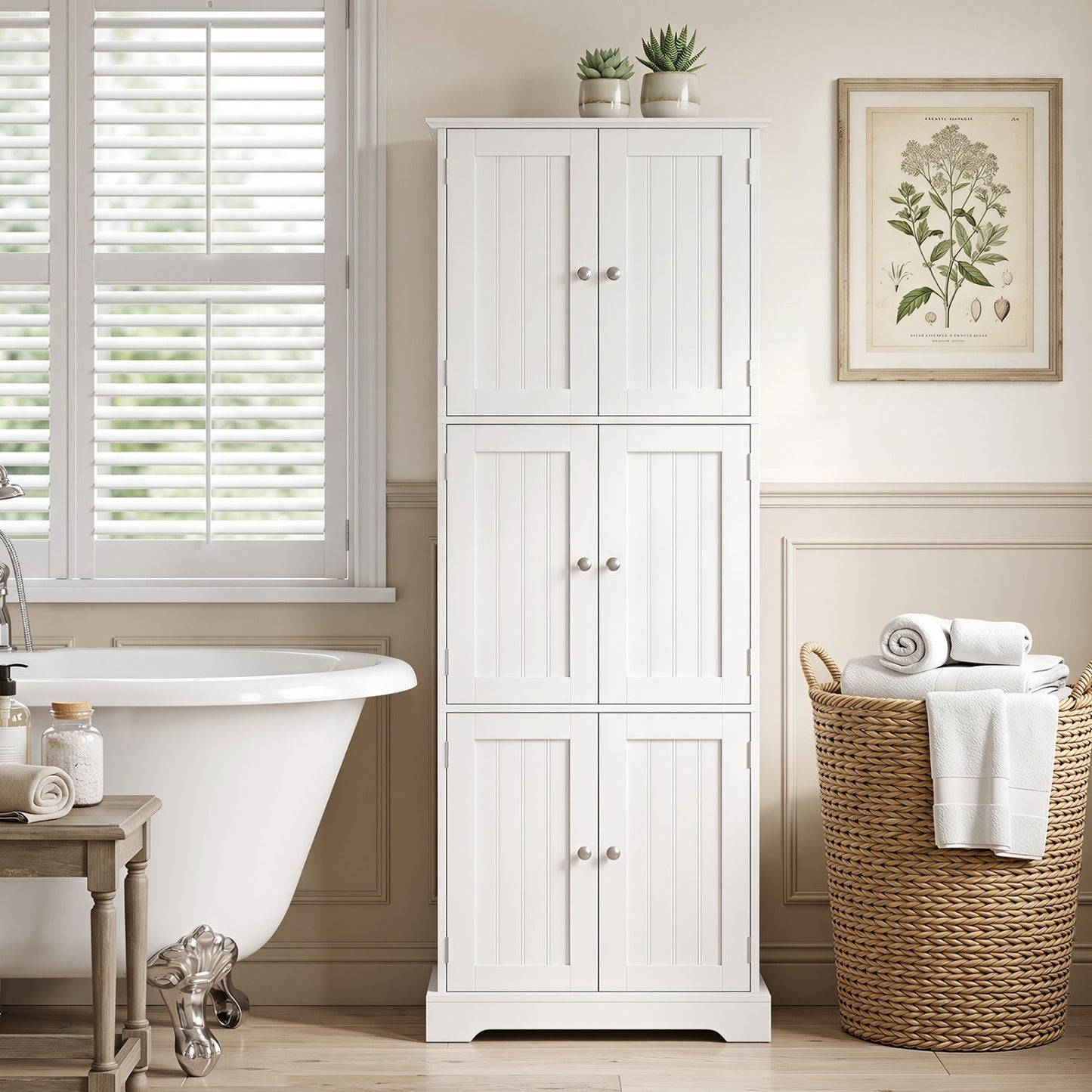 63-Inch Tall Bathroom Storage Cabinet with 6 Doors white DirectDeals on Tampa Home & Garden Store