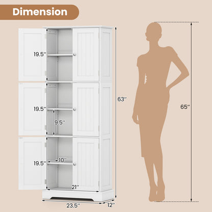 63-Inch tall white bathroom storage cabinet with 6 doors, DirectDeals, freestanding shelves on Tampa Home & Garden Store