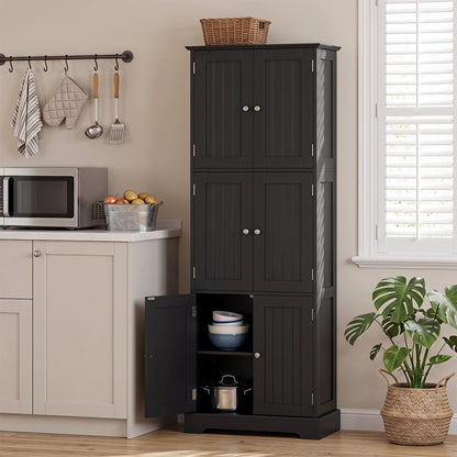 63-Inch tall bathroom storage cabinet with 6 doors in black finish DirectDeals on Tampa Home & Garden Store