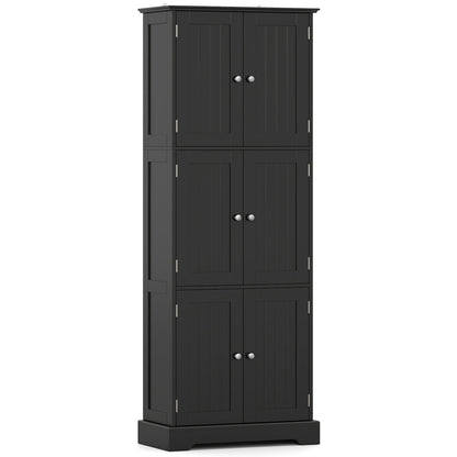 63-Inch tall bathroom storage cabinet with 6 doors in dark gray finish DirectDeals on Tampa Home & Garden Store