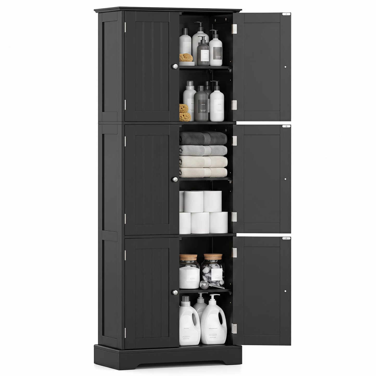 63-Inch tall bathroom storage cabinet with 6 doors in dark gray by DirectDeals on Tampa Home & Garden Store