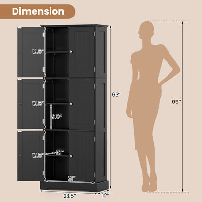 63-Inch Tall Bathroom Storage Cabinet with 6 Doors by DirectDeals in dark gray finish, 23.5W x 12D on Tampa Home & Garden Store
