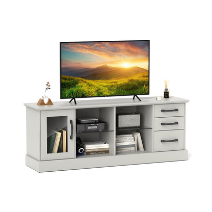 Mesa Consola de TV de 63 Pulgadas con 3 Cajones y 2 Estantes de Vidrio - Negra