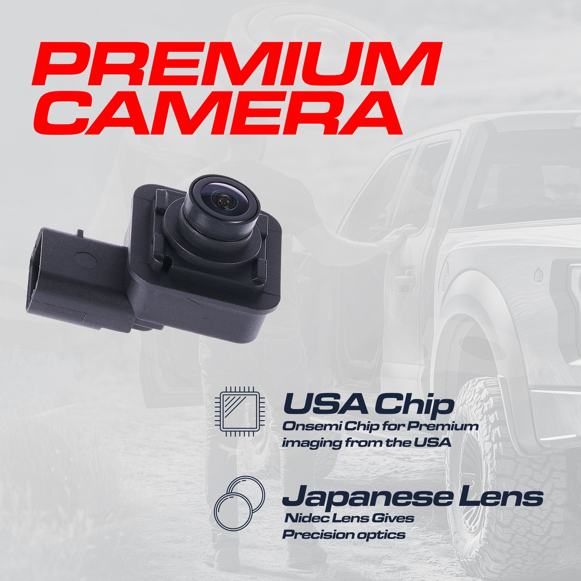 Ford F150 2015-2017 OEM backup camera module, black plastic housing with lens on Tampa Home & Garden Store
