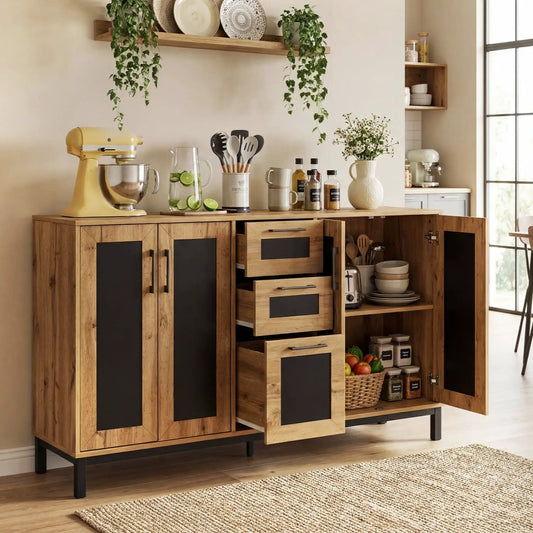 63 Inch Sideboard Buffet Cabinet with 3 Drawers