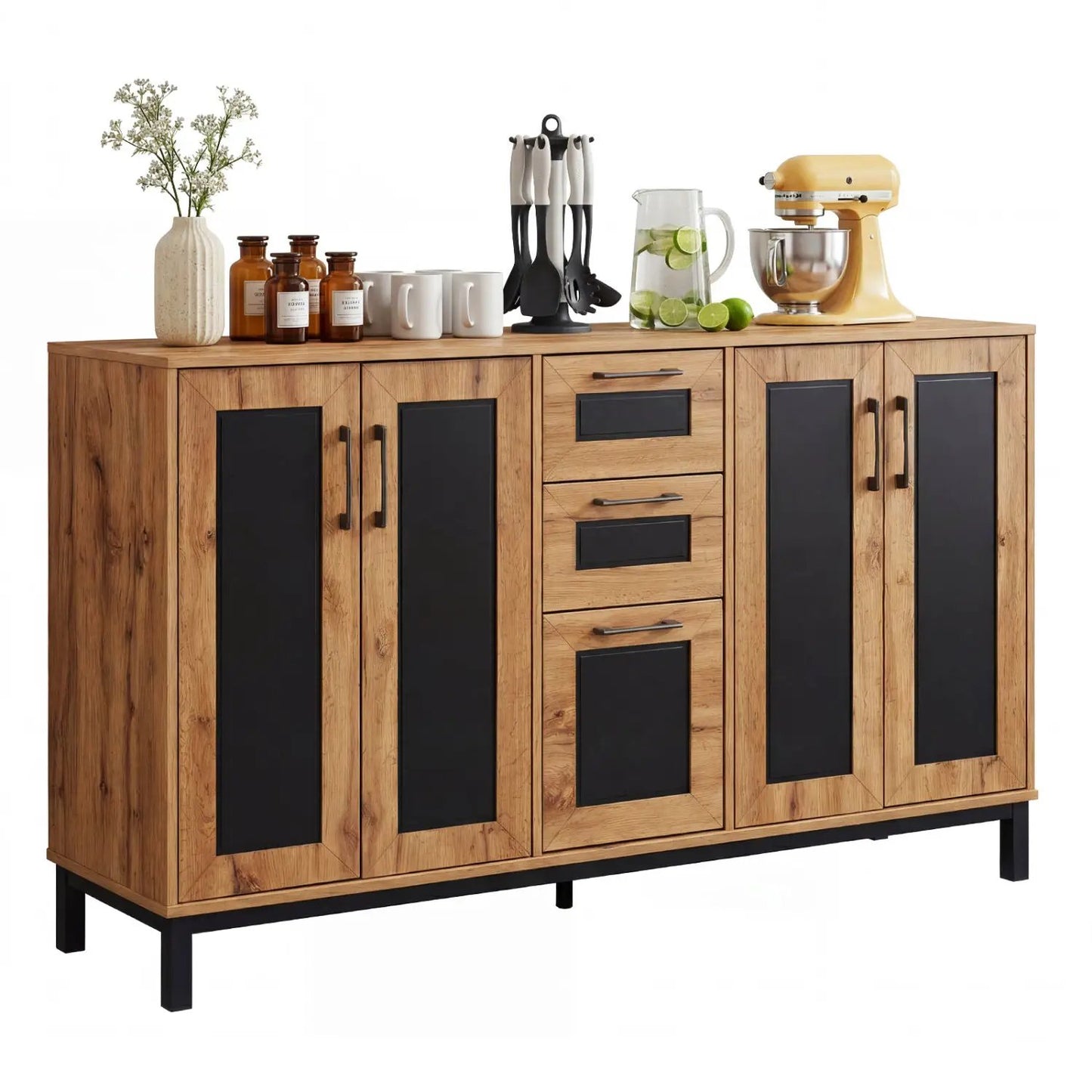 63 Inch Sideboard Buffet Cabinet with 3 Drawers