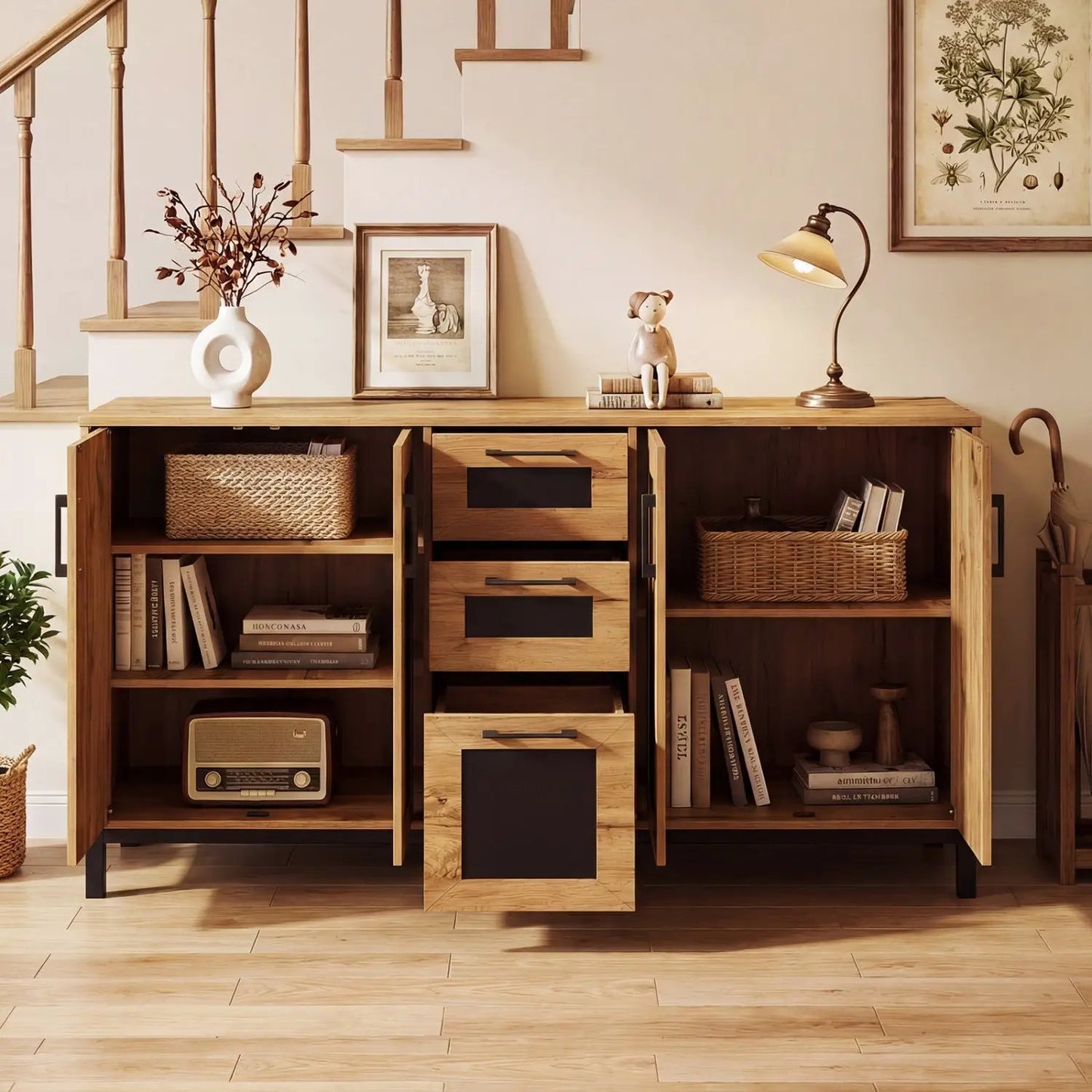 63 Inch Sideboard Buffet Cabinet with 3 Drawers