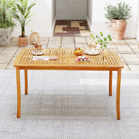63 inch Outdoor Dining Table with Umbrella Hole Farmhouse Bistro Dinette Furniture - Tampa Home & Garden Store