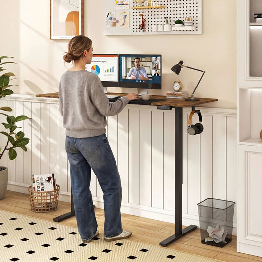 DirectDeals Electric Standing Desk 63x24 in with memory presets, wood top, black frame on Tampa Home & Garden Store