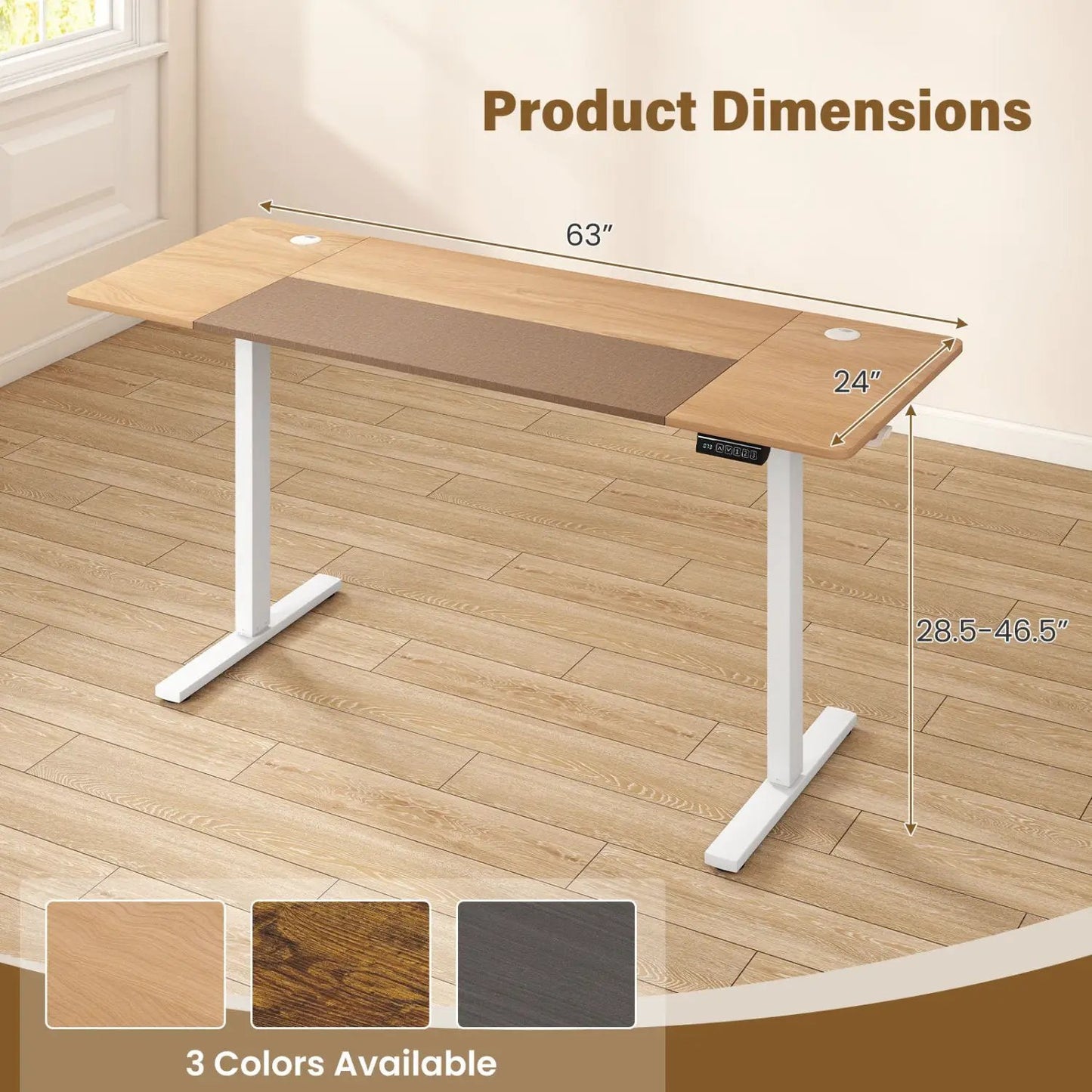 Electric Standing Desk 63x24 with Memory Presets