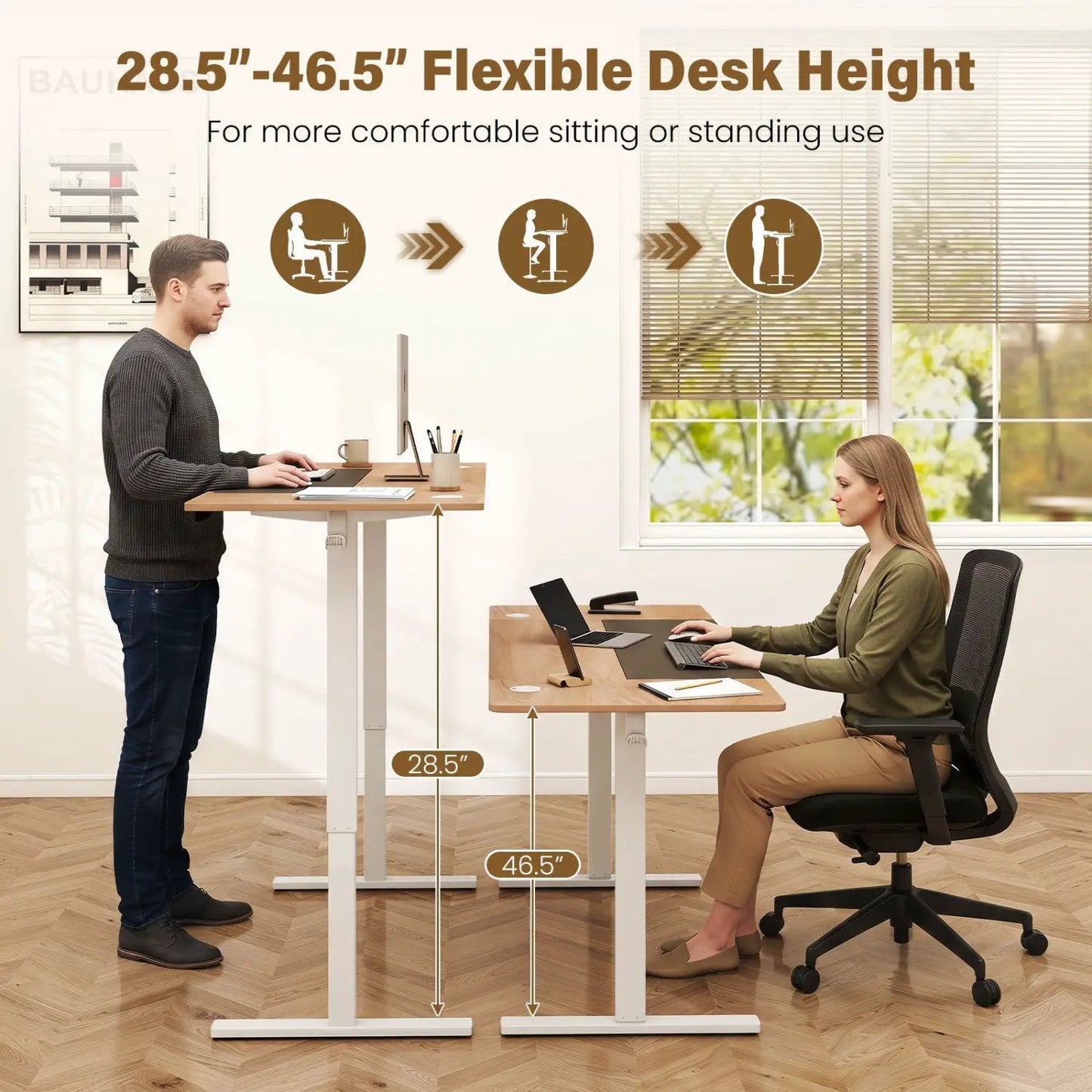 Electric Standing Desk 63x24 with Memory Presets