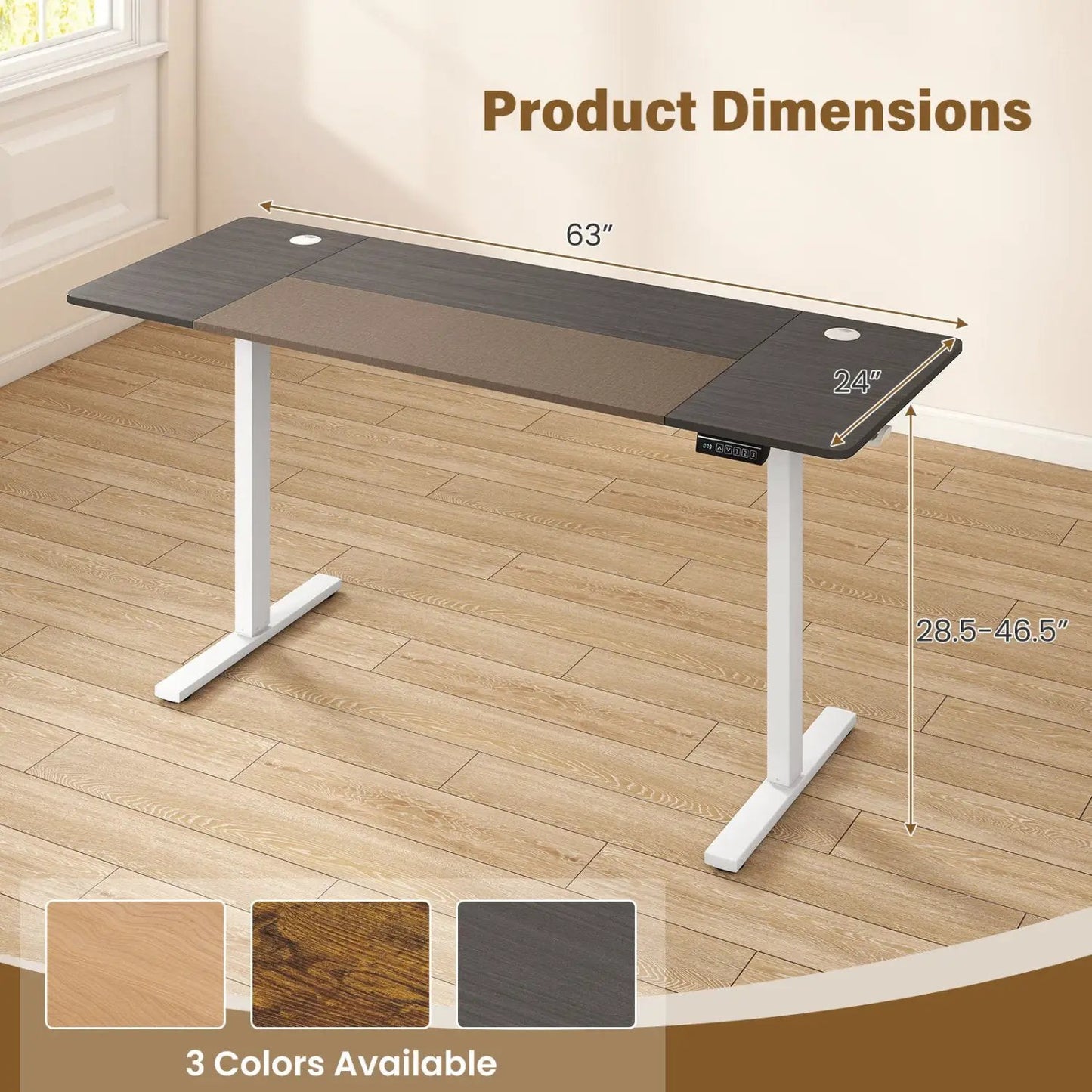 Electric Standing Desk 63x24 with Memory Presets