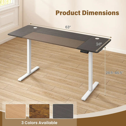 Electric Standing Desk 63x24 with Memory Presets