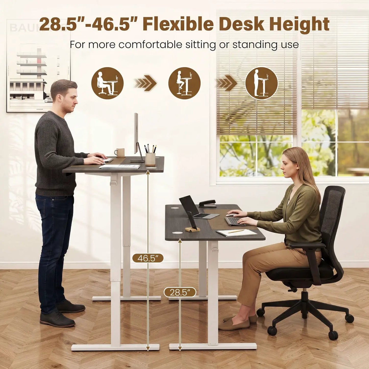Electric Standing Desk 63x24 with Memory Presets