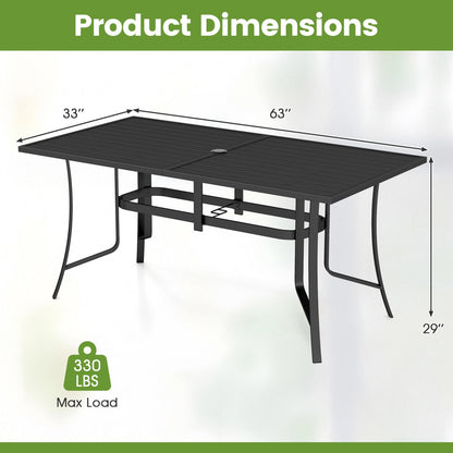 63x33 inch rectangle metal patio dining table for 6 by DirectDeals with black top on Tampa Home & Garden Store on Tampa Home & Garden Store
