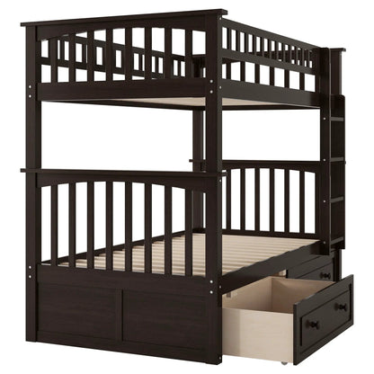 Bunk bed with drawers in dark espresso finish, convertible design by Unique Piece Furniture on Tampa Home & Garden Store