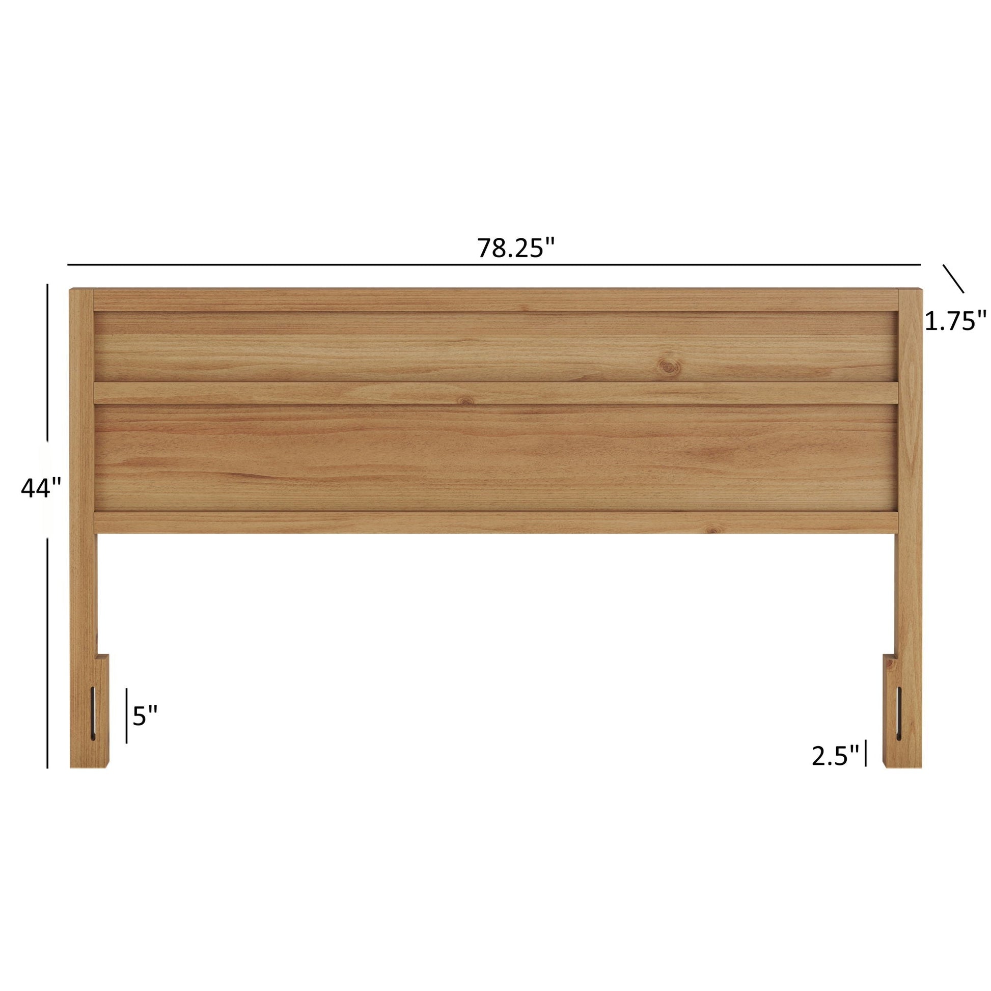Maddox panel headboard natural wood finish with horizontal slats 78.25 in wide by HouseOfZazla on Tampa Home & Garden Store