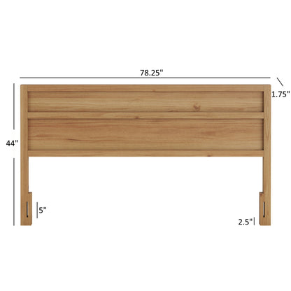 Maddox panel headboard natural wood finish with horizontal slats 78.25 in wide by HouseOfZazla on Tampa Home & Garden Store