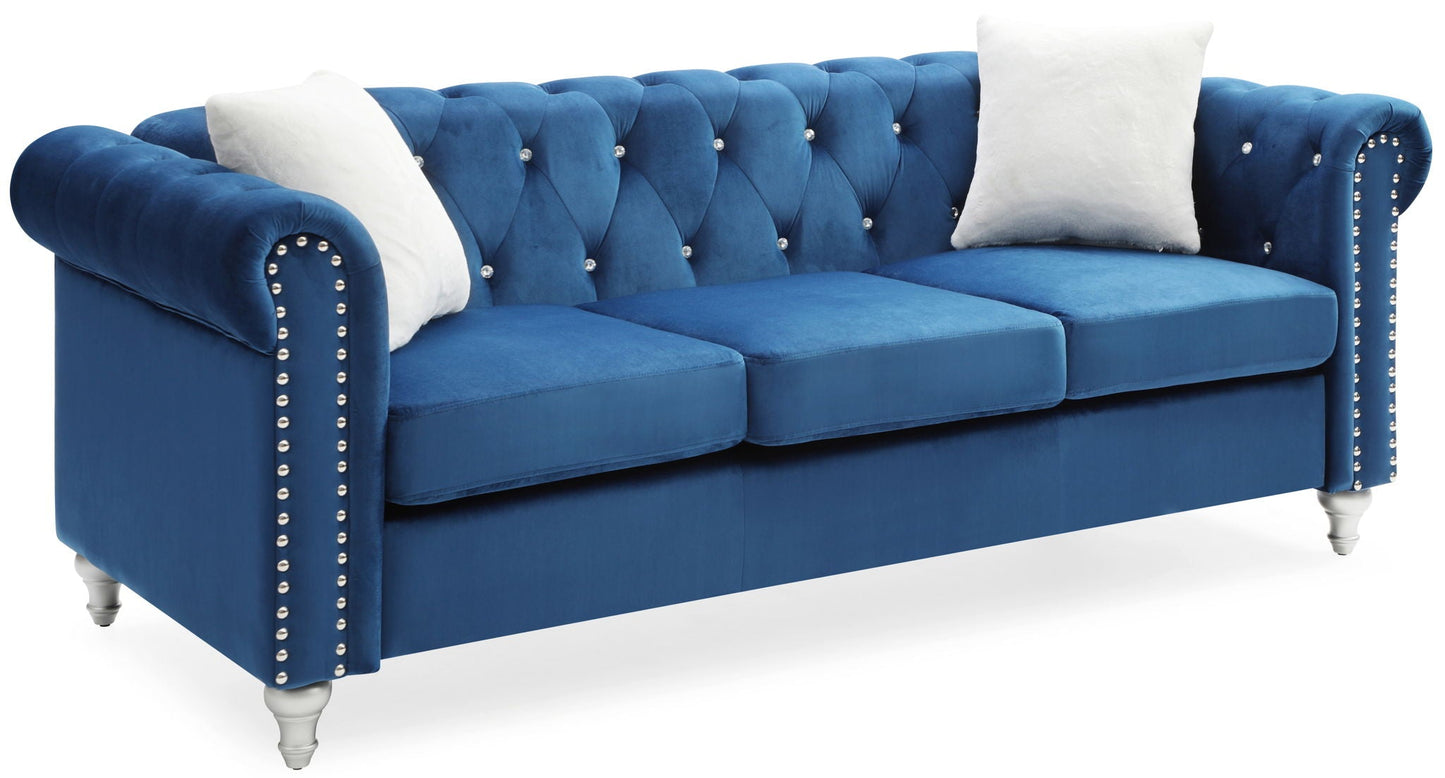 the Raisa Tufted Sofa and Nailhead Accents