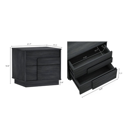 Modern Nightstand with Push to Open Drawers dark gray wood finish HouseOfZazla on Tampa Home & Garden Store