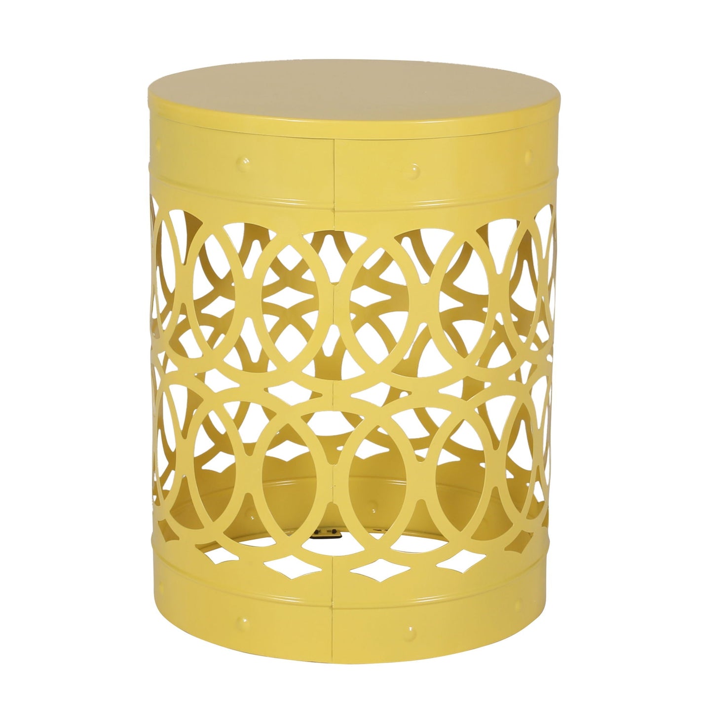Large Outdoor Metal End Table with Floral Cut